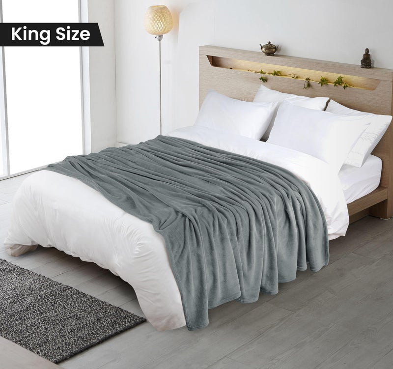 Utopia Bedding Cool Grey Fleece Blanket King Size Lightweight Fuzzy Soft Anti-Static Microfiber Bed Blanket (90x102 Inch) - Image 2