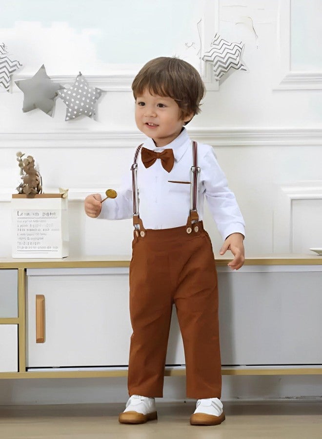 ERITIN Baby Boy Clothes Gentleman Outfits Suits Summer Short Sleeve Bowtie Bodysuit (Shirts,Suspender Shorts, Beret Hat) (Baby, WHITE, 2 YEAR) - Image 3