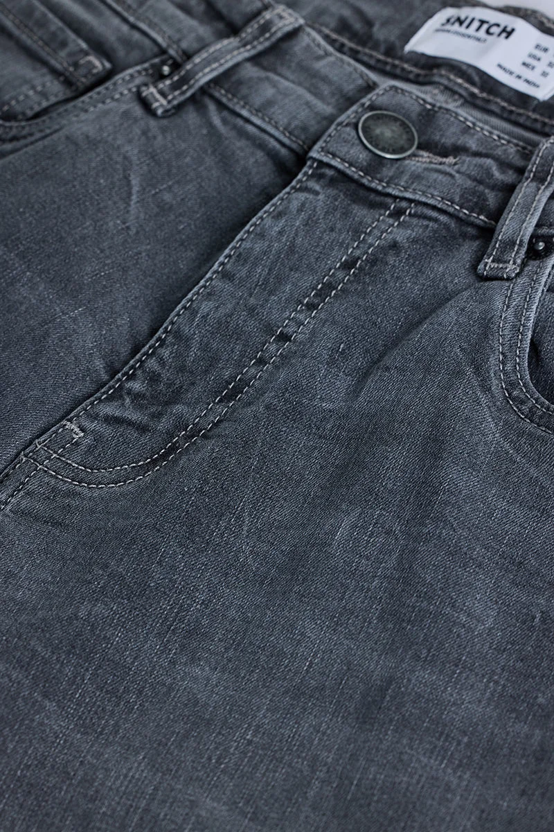 SNITCH Light Grey Solid Flared Fit Casual Jeans