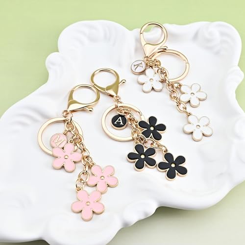 OUMILAN Initial Letter Keychain Cute Flower Charms Keyring for Handbag Backpack–Personalized A-Z Alphabet Jewelry Gift for Women Girl (M, Pink) - Image 5