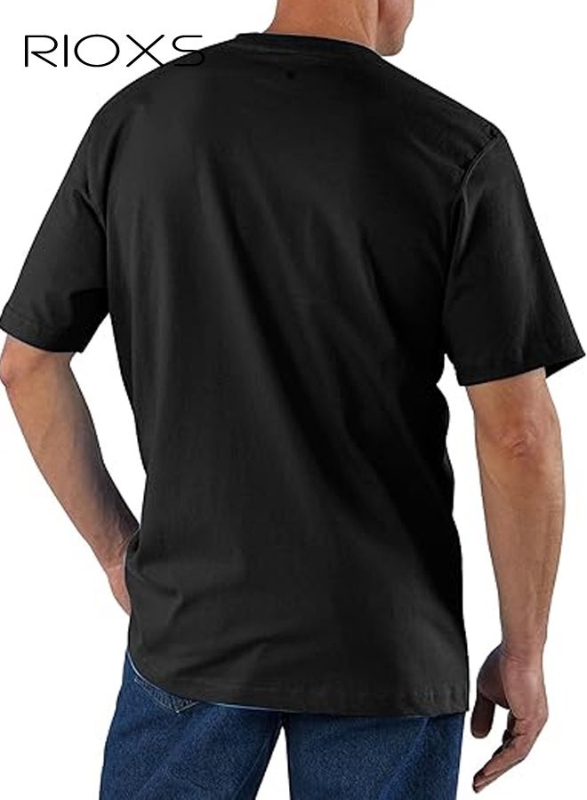 ريوكس تي شيرت للجنسين، تي شيرت فضفاض للرجال والنساء، تي شيرت بأكمام قصيرة ثقيلة الوزن، قمصان مريحة بجيب مريح للترفيه اليومي/المكتب/المدرسة/التسوق، قمصان بياقة كريبون للنساء والرجال - Image 2