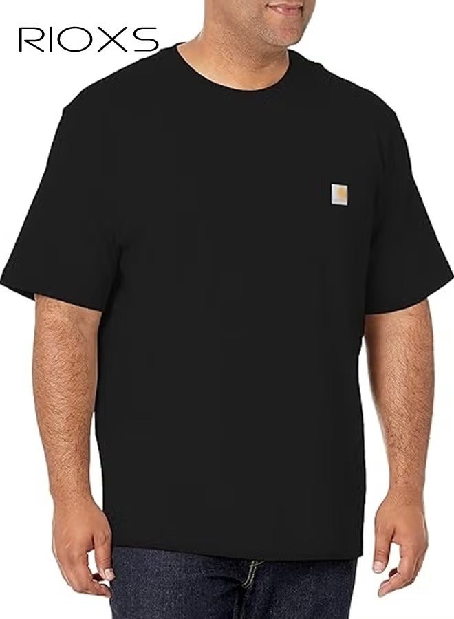 ريوكس تي شيرت للجنسين، تي شيرت فضفاض للرجال والنساء، تي شيرت بأكمام قصيرة ثقيلة الوزن، قمصان مريحة بجيب مريح للترفيه اليومي/المكتب/المدرسة/التسوق، قمصان بياقة كريبون للنساء والرجال - Image 1