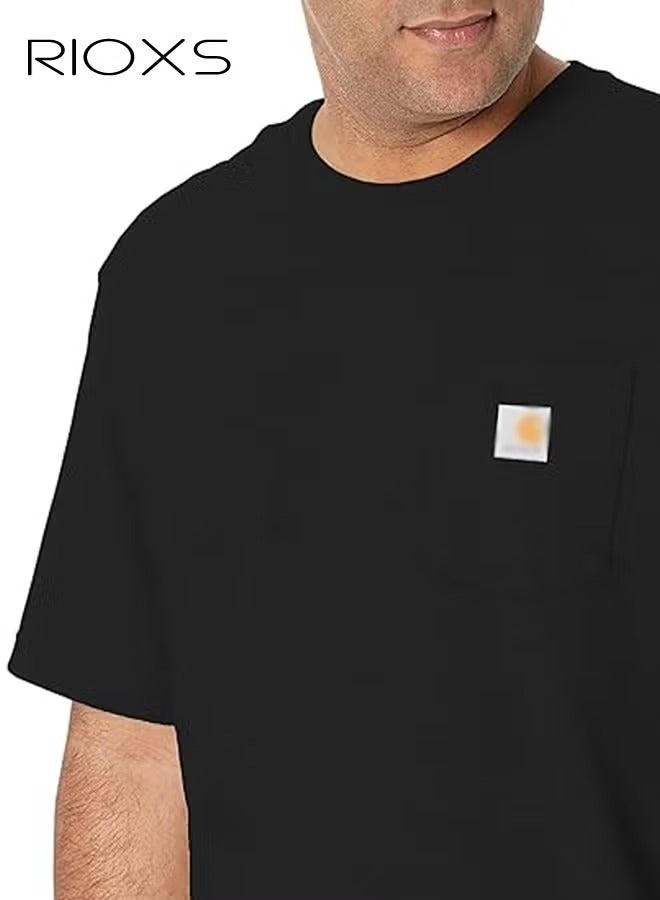 ريوكس تي شيرت للجنسين، تي شيرت فضفاض للرجال والنساء، تي شيرت بأكمام قصيرة ثقيلة الوزن، قمصان مريحة بجيب مريح للترفيه اليومي/المكتب/المدرسة/التسوق، قمصان بياقة كريبون للنساء والرجال - Image 4