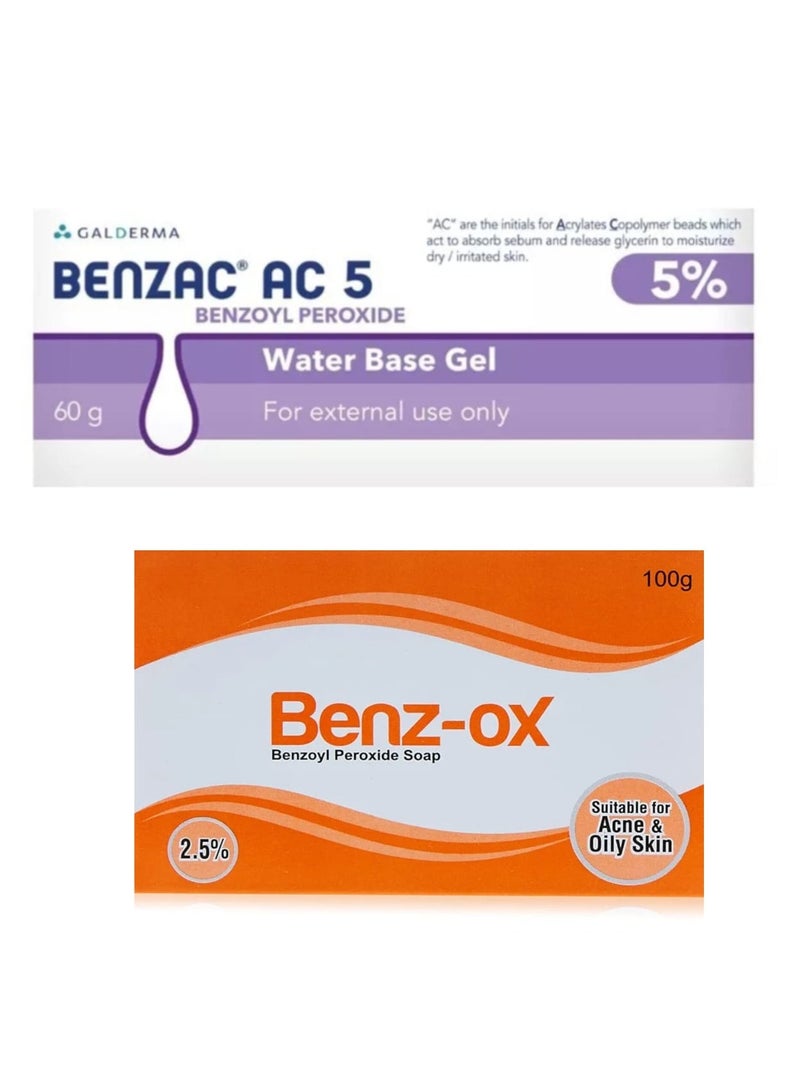 GALDERMA Benzac AC 5% Gel 60g and Benz-ox Soap 100g Combination Pack - Image 1