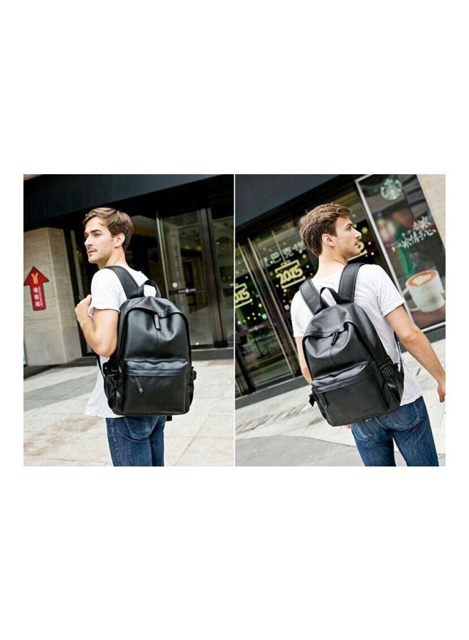 PU Leather Backpack Black - Image 3