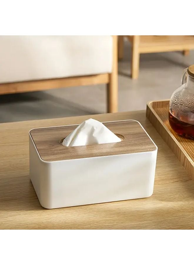 صندوق المناديل الأبيض الحديث والمبسط مع غطاء للحمام والمكتب - Image 3