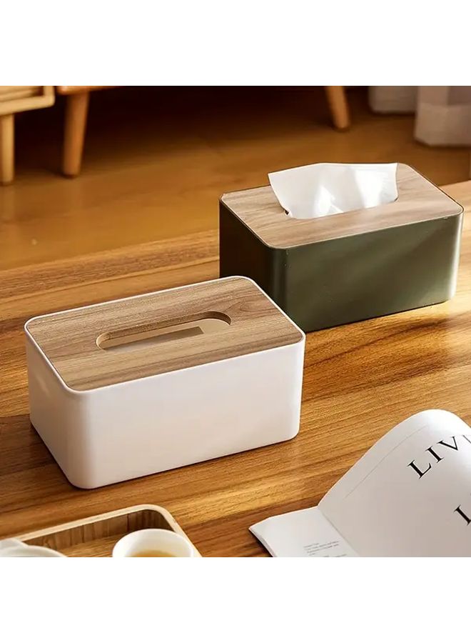 صندوق المناديل الأبيض الحديث والمبسط مع غطاء للحمام والمكتب - Image 2