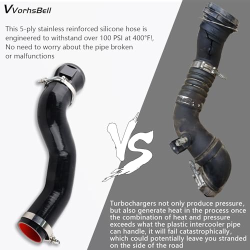 VVORHSBELL Cold Side Intercooler Pipe Upgrade Kit For 11-16 Ford 6.7L Ford F250 F350 F450 (Black) - Image 4
