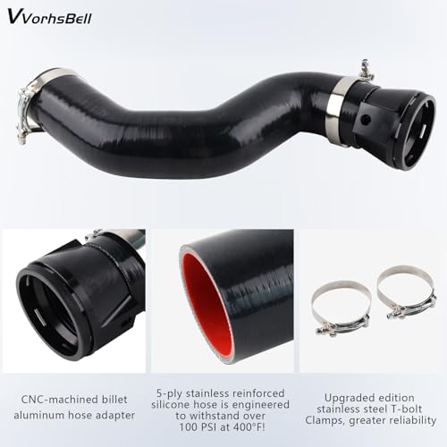 VVORHSBELL Cold Side Intercooler Pipe Upgrade Kit For 11-16 Ford 6.7L Ford F250 F350 F450 (Black) - Image 5