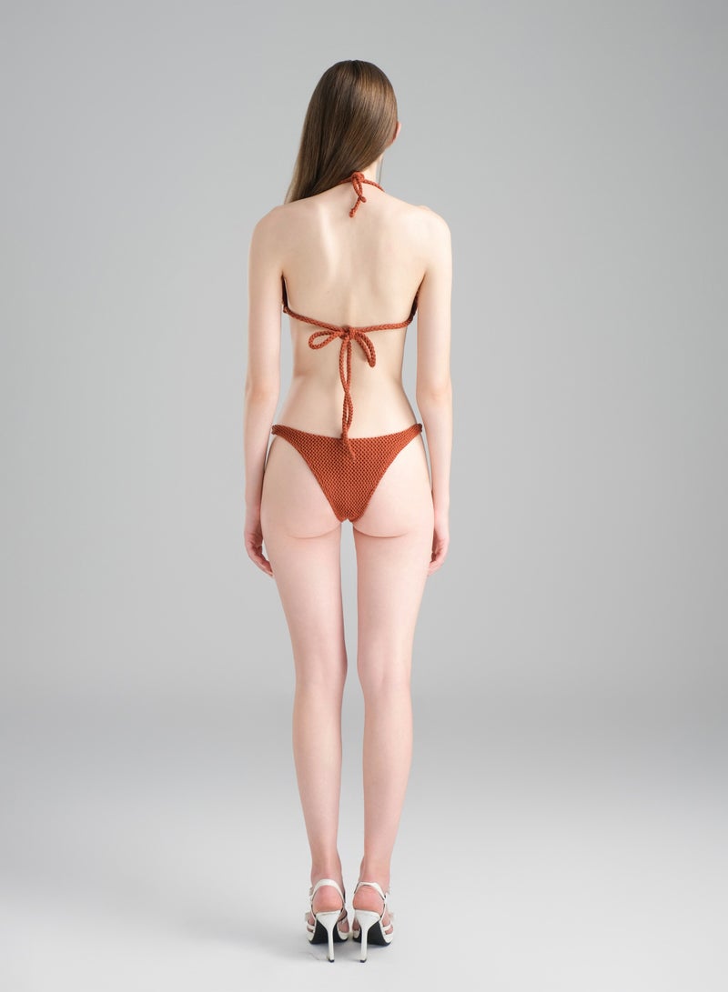 XITA • MOROCCO HANDMADE CROCHET RED BROWN BIKINI BOTTOM - Image 2