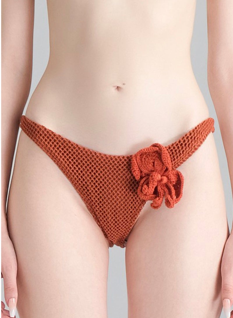 XITA • MOROCCO HANDMADE CROCHET RED BROWN BIKINI BOTTOM - Image 4
