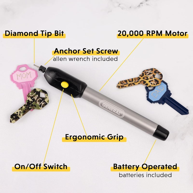 General Tools Cordless Engraving Pen with Diamond Tip for Metal, Glass, and More - Image 3