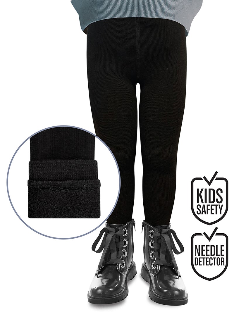 Denokids Long Lenght Thick Cotton Black Leggings - Image 1