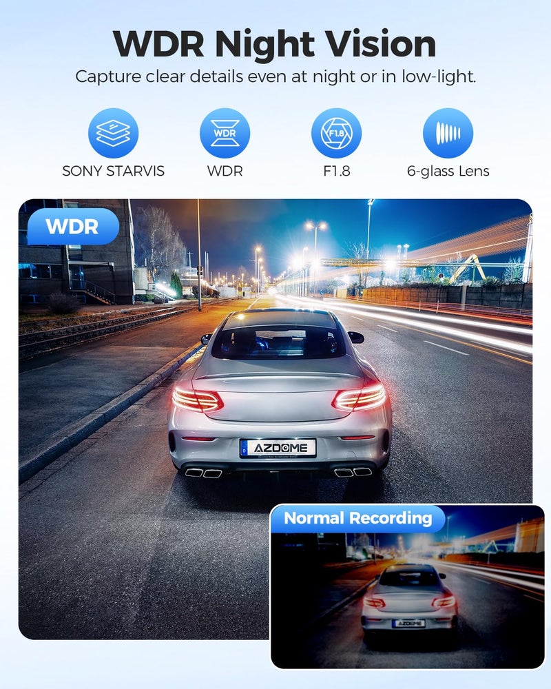 AZDOME 4K Dash Cam Front and Rear, STARVIS Night Vision, UHD 2160P WiFi Dash Camera for Cars with GPS, Included 64GB Card, 2.4" IPS Screen Dashcam, 170Â°Wide Angle, WDR, 24H Parking Mode (GS63H Pro) - Image 5