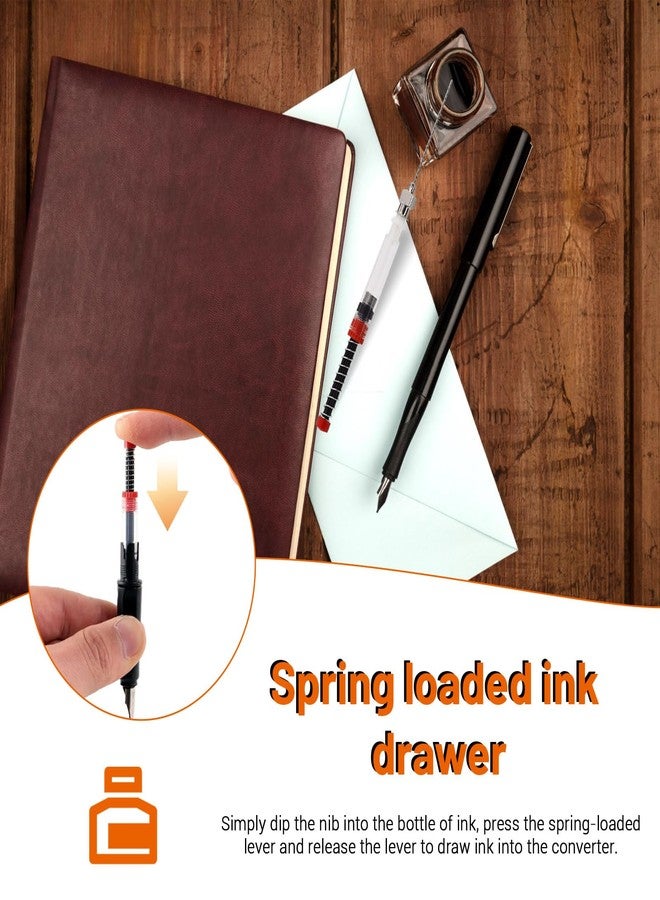 ASTIMESA 20 Pcs Fountain Pen Ink Syringe Filler with Metal Tips, Removable Blunt Syringe Fountain Pen, Elastic Spring Ink Filling Syringe Tool, Refill and Convert Pen Ink Converter Cartridges - Image 4