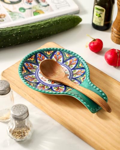 Glowworm Spoon Rest, 7.7 Inch Ceramic Spoon Rest for Stove Top, Coffee Spoon Rest for Kitchen Counter, Spoon Holder for Stove, Heat Resistant, Dishwasher Safe, Green - Image 3