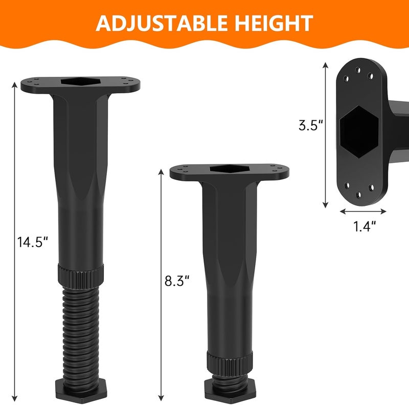 appacare 4 PCS (8.3"-14.5") Adjustable Bed Frame Support Legs, Frame Center Slats Heavy Support Leg,Durable Furniture Suport Legs for Frame/Sofa/Dresser/Table, Legs Furniture Replacement Parts - Image 2