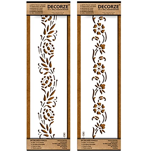 DECORZE Border Stencils for DIY Home Decor | Floral, Pattern & Wall Border Stencils for Painting Furniture & Art Projects DB-21-22 - Image 4