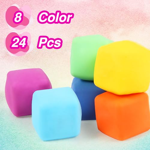 Neec 24 Pack Slow Rising Stress Cube , Dough Stress Balls Soft Fidget Squishy Toys for Anxiety Relief, Pull Stretch Classroom Prize Party Favors Toys for Kids - Image 4