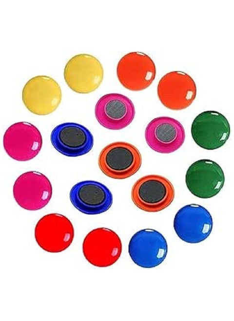 12 pieces of colorful magnetic buttons for the whiteboard - 30 mm in diameter - available in various colors. These magnets are perfect for attaching notes, photos and other items to the magnetic surface,