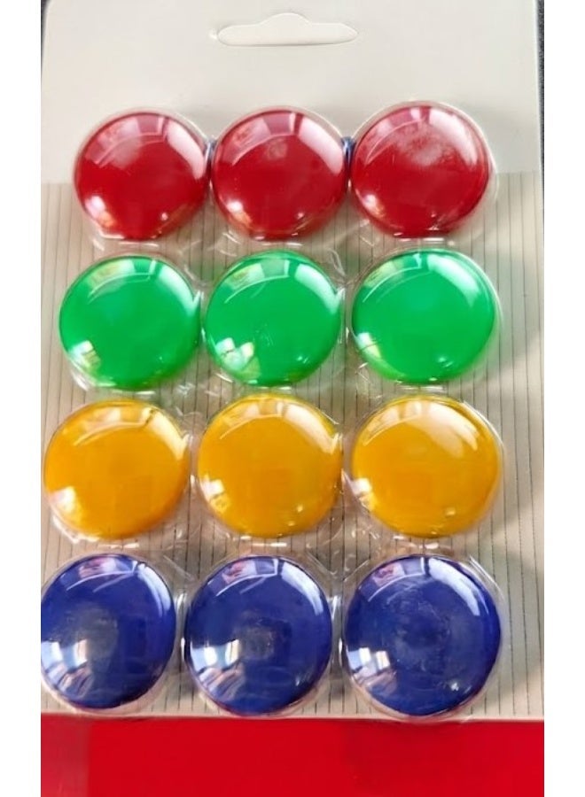 12 pieces of colorful magnetic buttons for the whiteboard -   in diameter - available in various colors. These magnets are perfect for attaching notes, photos and other items to the magnetic surface, - Image 1