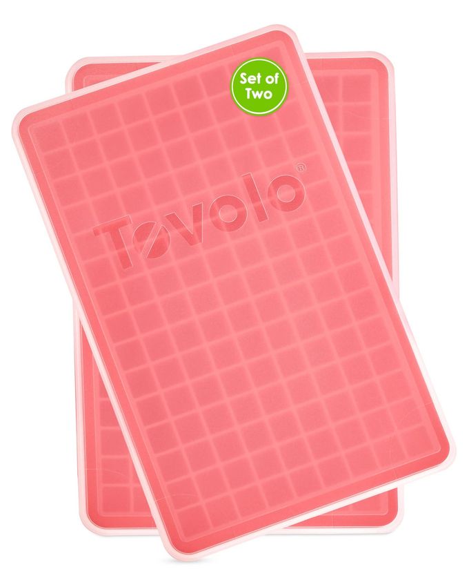 Tovolo Mini Ice Cube Tray With Lid Pack Of 2 Small Ice Maker For Freezer, Silicone Mini Ice Cube Trays Small Square Nugget Ice Makes 270 Tiny Cubes Bpa Free Stackable Dishwasher Safe, Candy Apple Red - Image 1