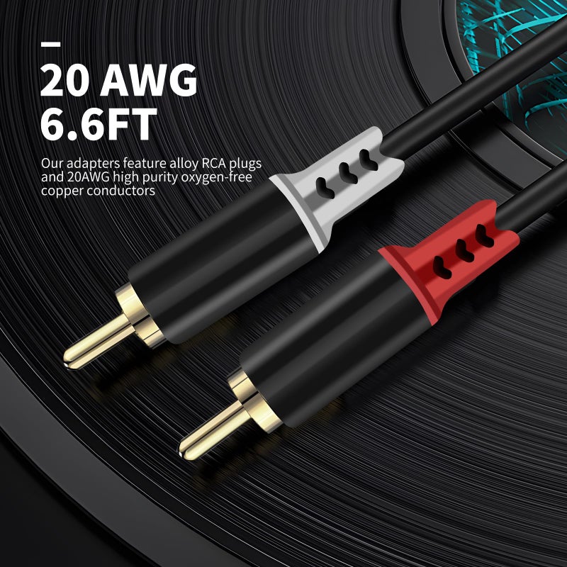 RULGOI RCA to Speaker Wire Adapter, 2 Bare Wire Cables to RCA Plug Adapter - 20AWG, 6.6FT for Speaker Amplifier, Audio Video AV Receiver, TV, Subwoofer - Image 5