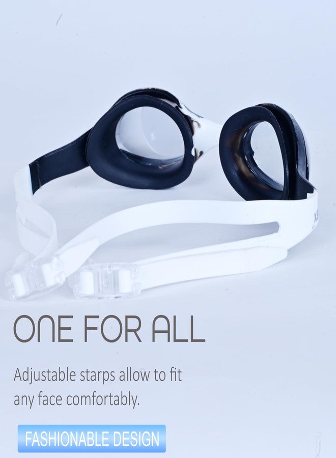 MOVEX Morex Premium Swim Goggles Kids & Adults | Clear Lens, Wide-Vision Design, UV Protection, Anti-Fog Coating, Leakproof & Adjustable Strap | Perfect for Competitive Swimming (Black & White) - Image 4