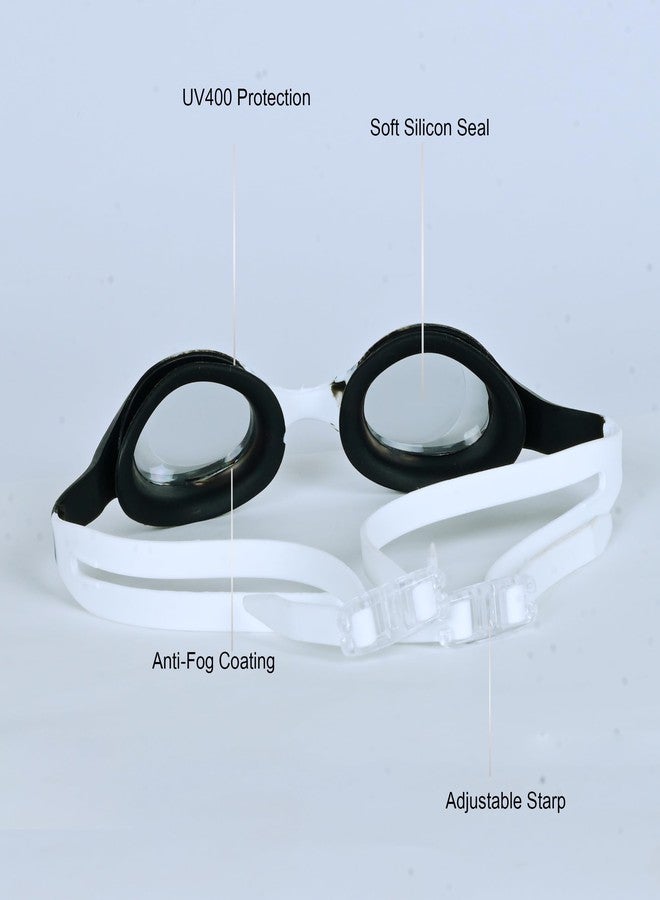MOVEX Morex Premium Swim Goggles Kids & Adults | Clear Lens, Wide-Vision Design, UV Protection, Anti-Fog Coating, Leakproof & Adjustable Strap | Perfect for Competitive Swimming (Black & White) - Image 3