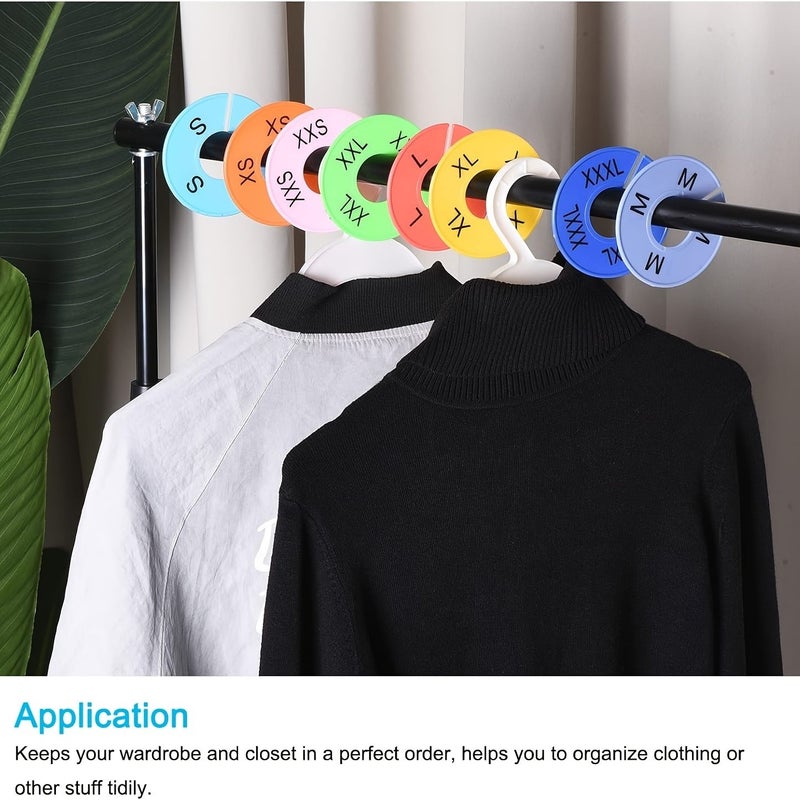 Closet Size Dividers 16 Pack Round Plastic Hanger Markers Visible Labeling for Home Organization XXS XXXL - Image 1