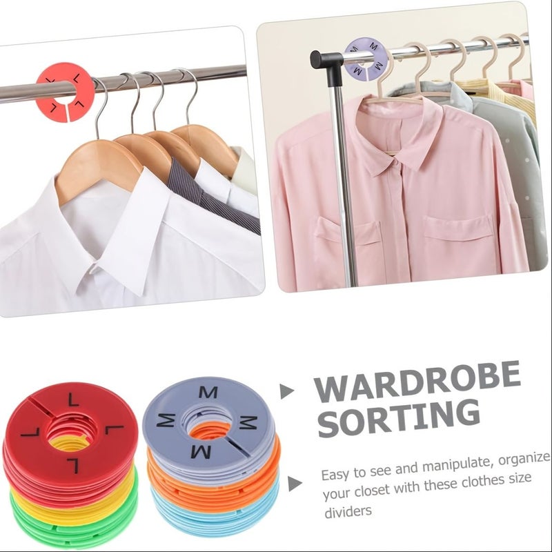 Closet Size Dividers 16 Pack Round Plastic Hanger Markers Visible Labeling for Home Organization XXS XXXL - Image 2