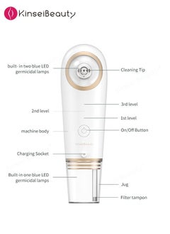 KinseiBeauty 4-In-1 Blackhead Remover Vacuum Facial Pore Cleaner Electric Acne Comedone Extraction Skin cleansing Tool HydraFacial  - Image 3