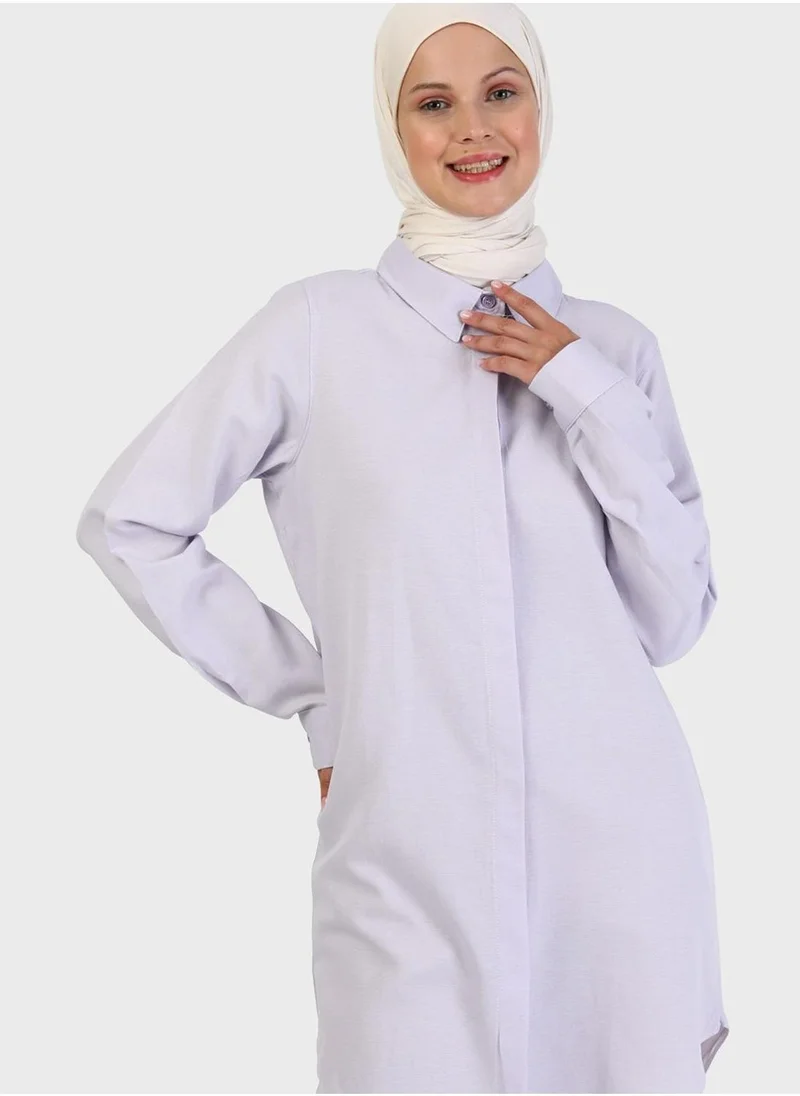 Refka by modanisa Polo Neck Button Down Tunic