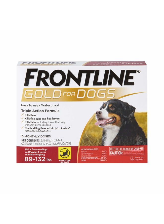 FRONTLINE Gold Flea & Tick Treatment for X-Large Dogs Up to 89 to 132 lbs., Pack of 3 - Image 1