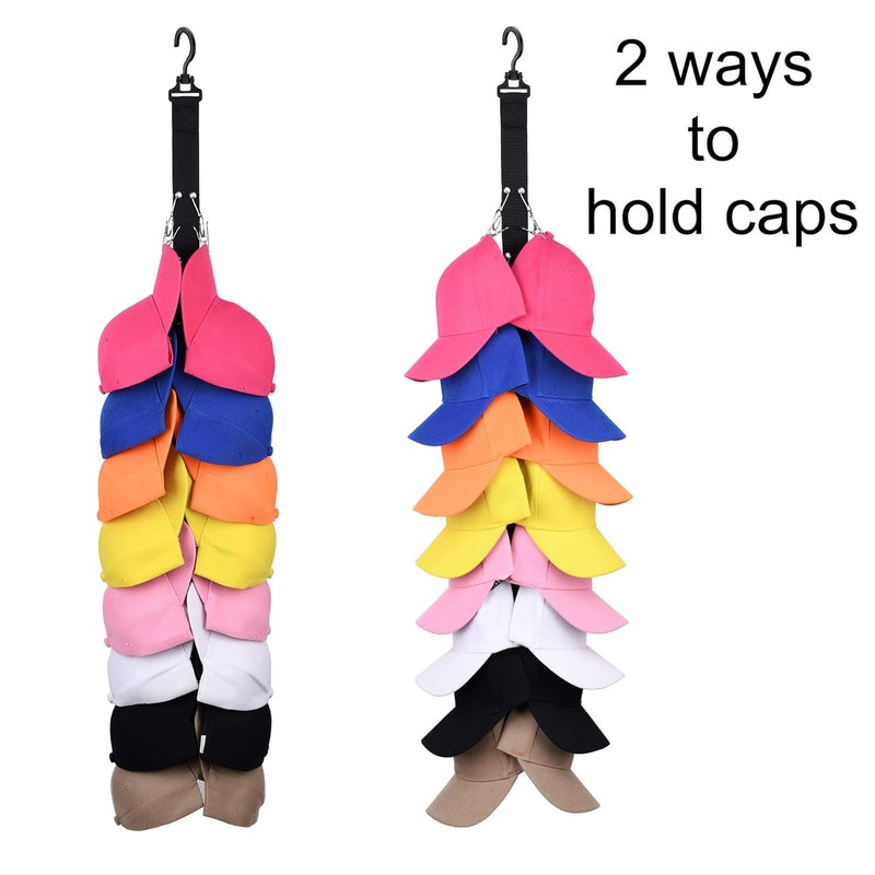 LEVOSHUA Closet Hanging Cap Organizer, 16 Baseball Cap Rack, Closet Hook Cap Holder Hat Storage Organizer - Keep Hats Cleaner Than a Hat Rack (1 Pack) - Image 2