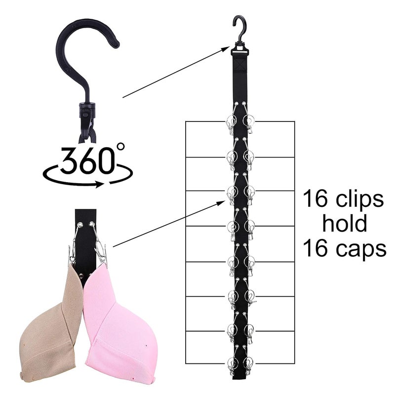 LEVOSHUA Closet Hanging Cap Organizer, 16 Baseball Cap Rack, Closet Hook Cap Holder Hat Storage Organizer - Keep Hats Cleaner Than a Hat Rack (1 Pack) - Image 1