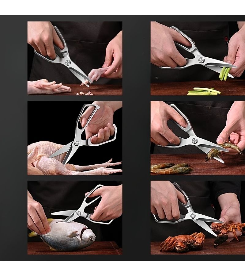 Professional 3Cr13 Stainless Steel All Steel Kitchen Scissors for Cutting Octopus Kimchi - Image 4