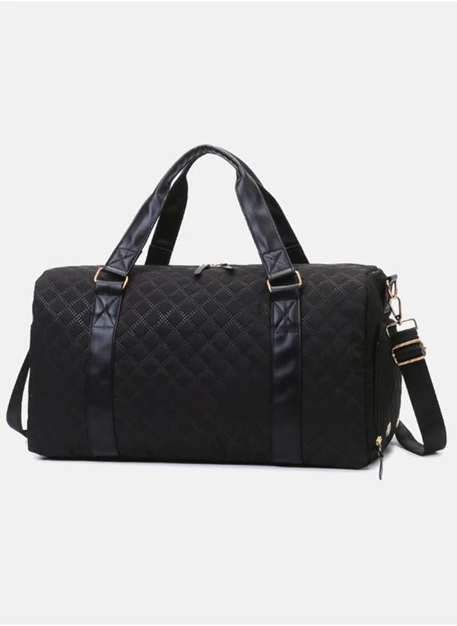 Styli Diamond Quilted Gym Bag with Leather Look Handles