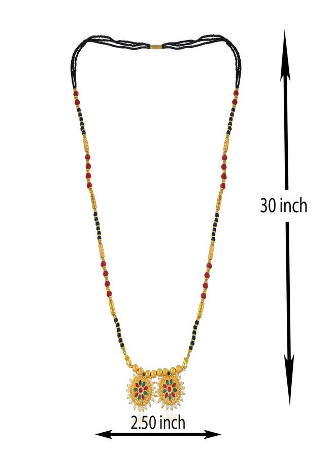 Superstore18 Bass Gold plated CZ, Imitation Ruby emerald Pearl studded Traditional long Mangalsutra for women ethnic jewellery (SST3244MSAJ) - Image 3