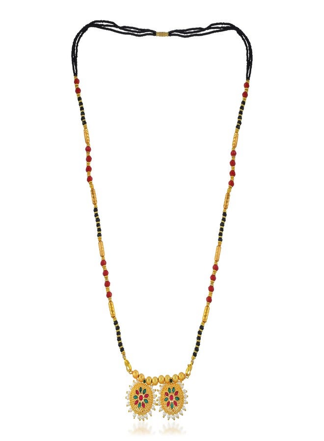 Superstore18 Bass Gold plated CZ, Imitation Ruby emerald Pearl studded Traditional long Mangalsutra for women ethnic jewellery (SST3244MSAJ) - Image 1
