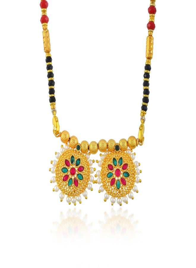 Superstore18 Bass Gold plated CZ, Imitation Ruby emerald Pearl studded Traditional long Mangalsutra for women ethnic jewellery (SST3244MSAJ) - Image 2