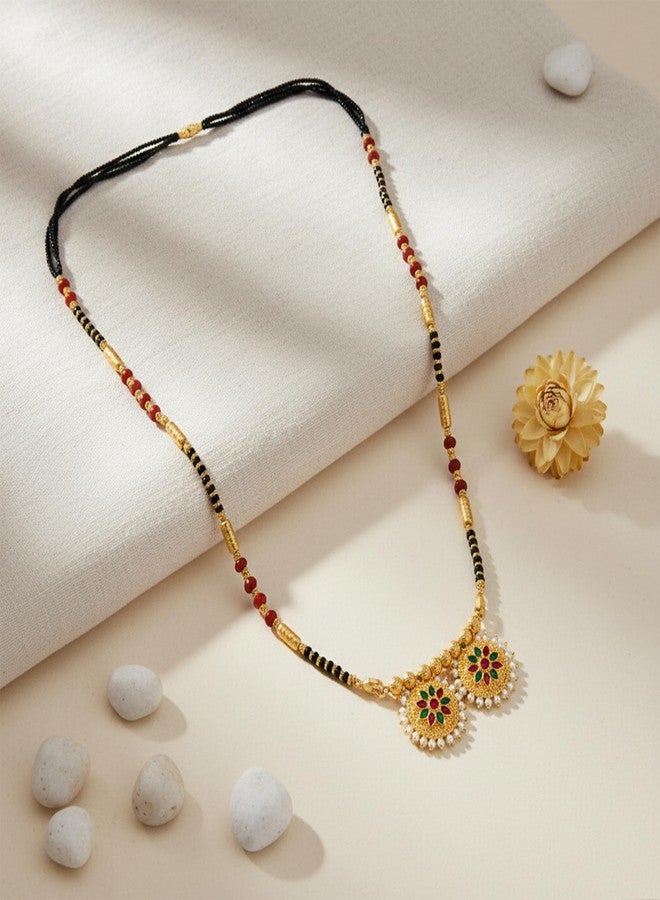 Superstore18 Bass Gold plated CZ, Imitation Ruby emerald Pearl studded Traditional long Mangalsutra for women ethnic jewellery (SST3244MSAJ) - Image 4