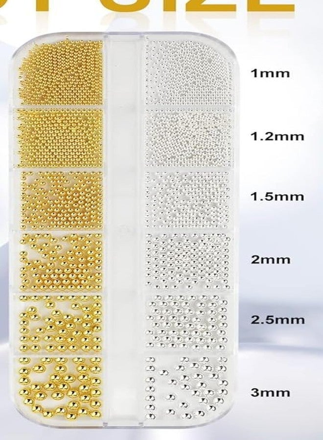 NIOFY Nail Art Pearls with Nail Rhinestones Glue Gel Flatback Pearls Nail Charms Luxurious Nail Supplies Accessories Gold Silver Nail Women Nail Design (2 Pack) - Image 5