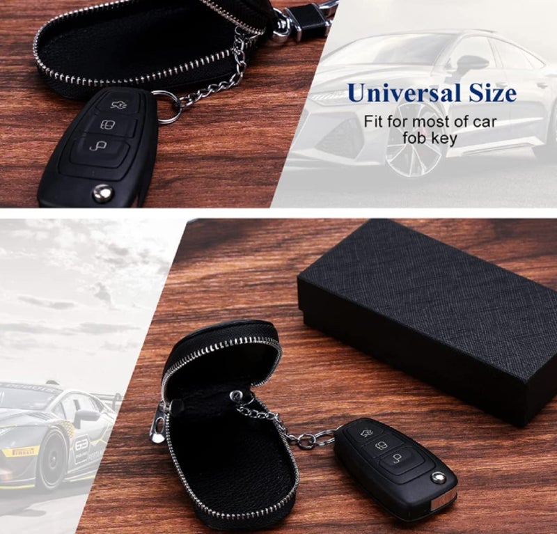 Contacts PU Leather Car Remote Key Case | Smart Protection Key Holder for Car Key | Key Chain Bag | Auto Remote Keyring Wallet (Black, Pack of 2)……… - Image 5