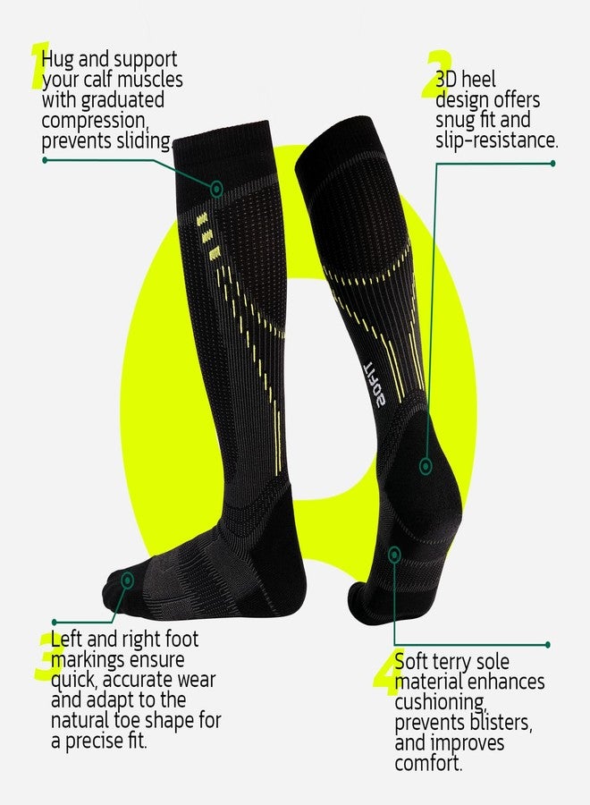 aoFIT Graduated Compression Socks for Women Travel Flight Nurses Dr Scholls Airplane 15-20 mmhg, Onyx Sunburst, L - Image 3