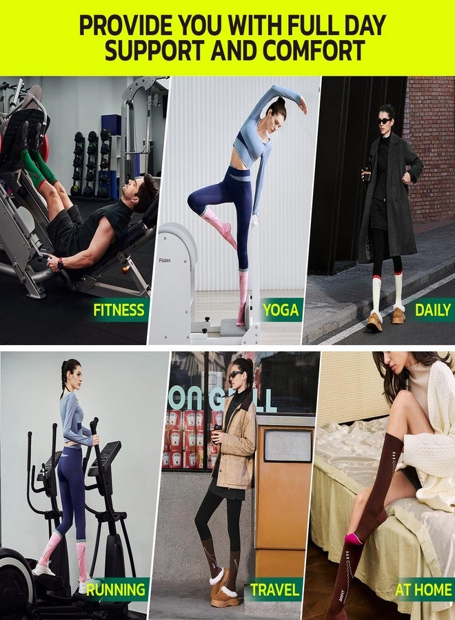 aoFIT Graduated Compression Socks for Women Travel Flight Nurses Dr Scholls Airplane 15-20 mmhg, Onyx Sunburst, L - Image 5