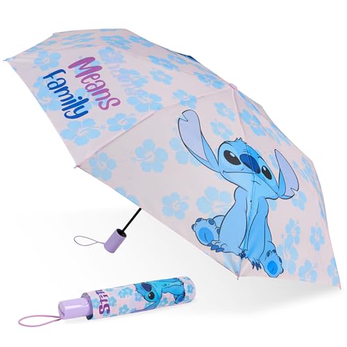 Disney Automatic Umbrella for Adults Teens Kids - Folding Telescopic Umbrella Lightweight Travel School Work - Stitch Gifts (Purple Stitch) - Image 1