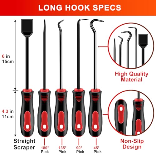 Zecirl 13 Pcs Precision Pick and Hook Tool Set with Clip Removal Plier Rivets Puller Fastener Remover Telescoping Magnetic Pickup Gasket Scraper for Electronics Maintenance Pick Tools Automotive Repair - Image 3