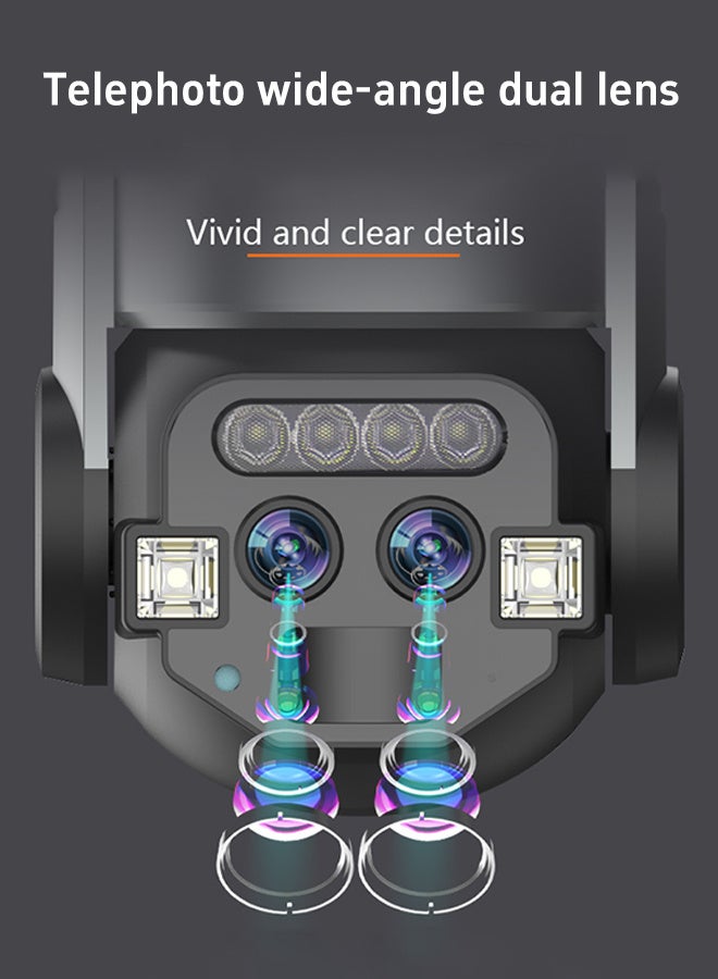 الرائد كاميرا مراقبة خارجية واي فاي مزدوجة العدسة، زوم 10x دقة 6 ميجابكسل، صوت ثنائي الاتجاه، رؤية ليلية ملونة عالية الدقة، مقاومة للماء IP66، بطاقة 128 جيجابايت - Image 4
