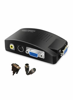RCA to VGA Adapter, Composite AV S-Video RCA VGA Female Input to VGA Female Output Converter, Transfer Video Graphic Signal from CCTV PC Laptop DVD DVR VCR TVBox to VGA Monitor Projector Computer